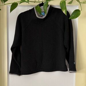 Alf Alfpaca Fleece Black and Gray Cowl Neck Sweater
